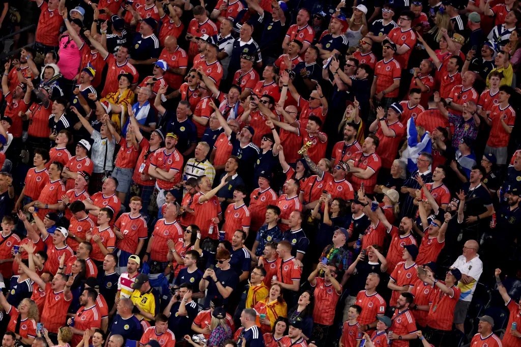 Scotland fans cheer in the stands during the FIFA World Cup 2026 Group C match against Haiti.