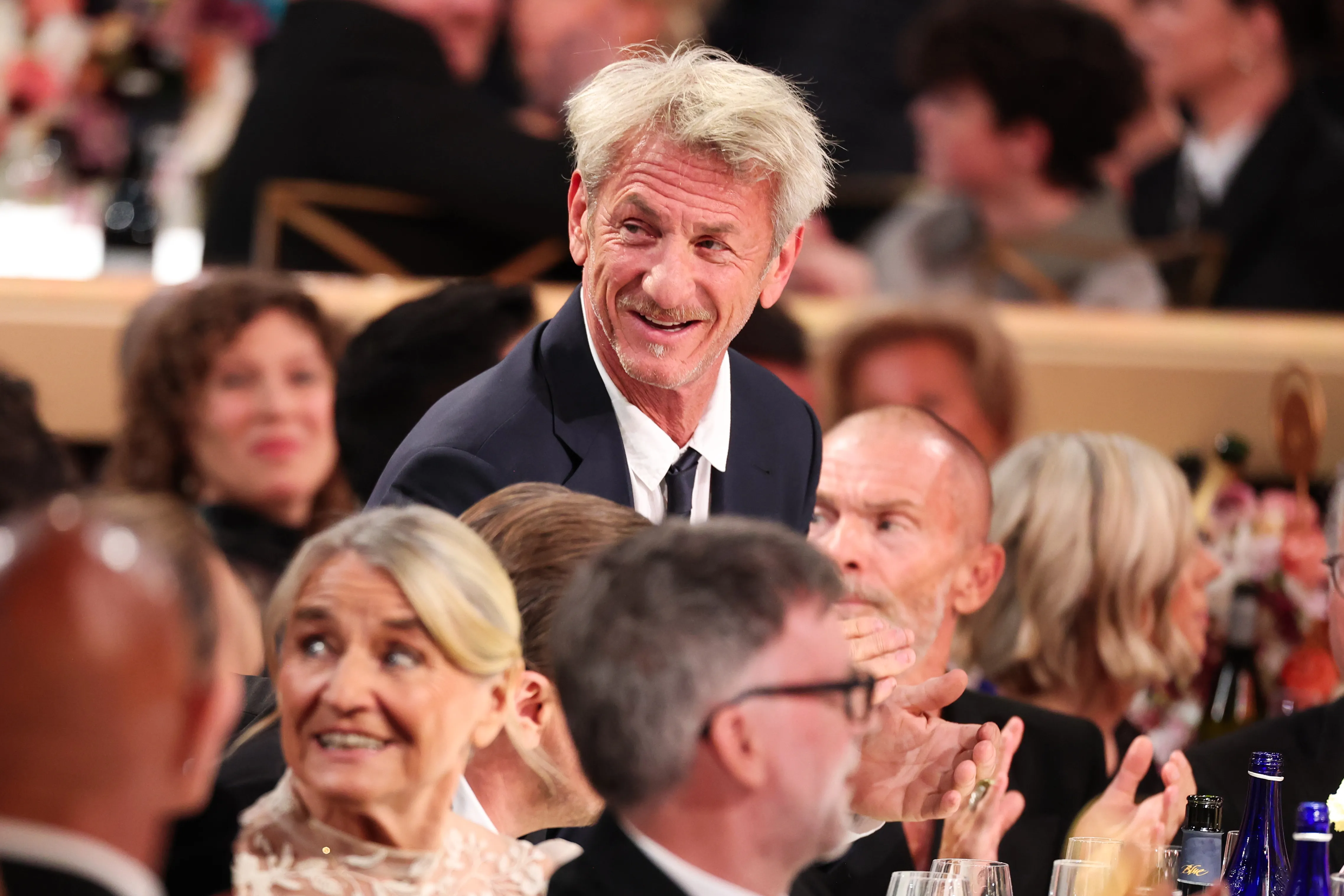 Sean Penn smiling at the 83rd Annual Golden Globes.
