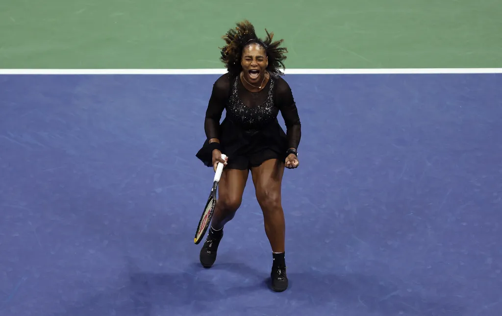Serena Williams celebrating a point at the US Open.