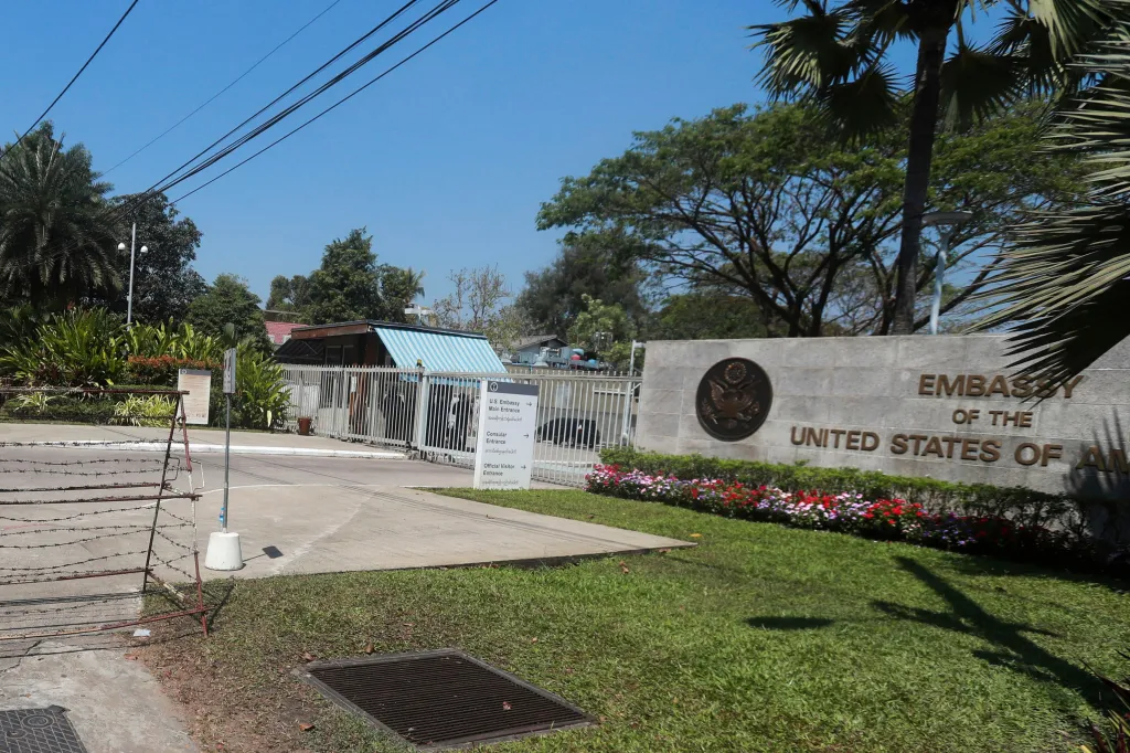 The US Embassy in Yangon, Myanmar on Feb. 13, 2021.