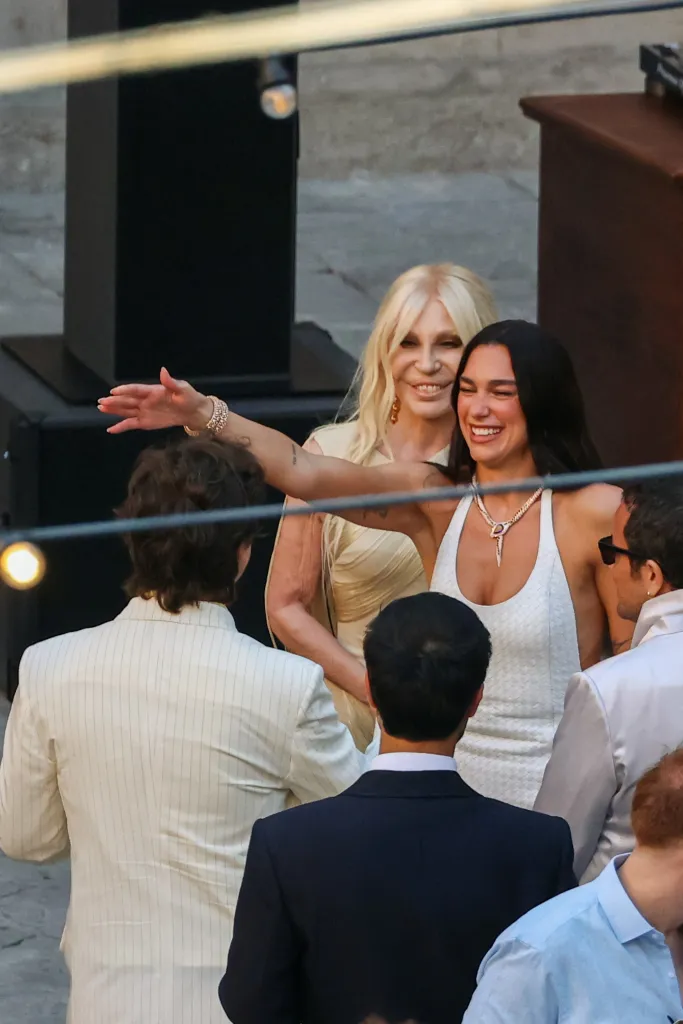 Donatella Versace attends Dua Lipa and Callum Turner's wedding weekend in Italy