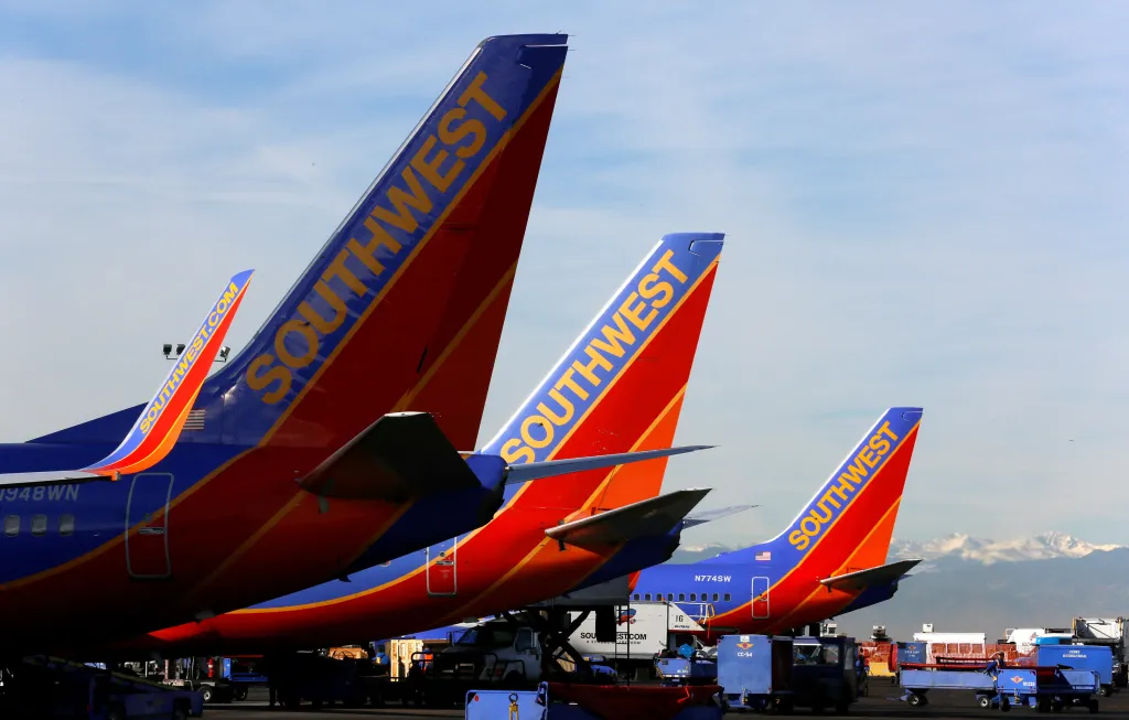 A ground equipment vehicle struck a Southwest Airlines plane as passengers were boarding at Memphis International Airport in Tennessee on Sunday afternoon.