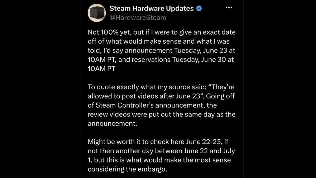 Steam Machine Review Dates