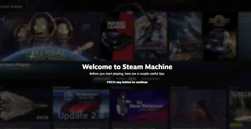 Steam Machine Welcome Tour Page