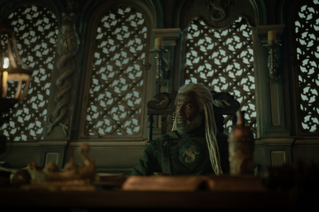 Steve Toussaint as Lord Corlys Velaryon in House of the Dragon, Season 3.
