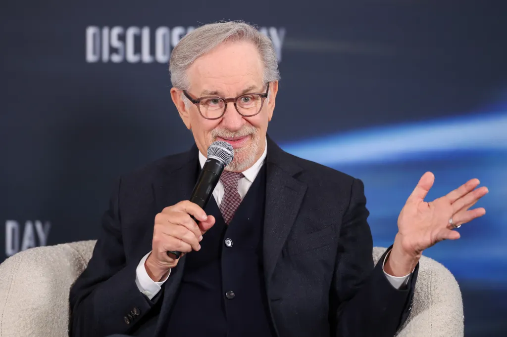 Steven Spielberg speaking at the 