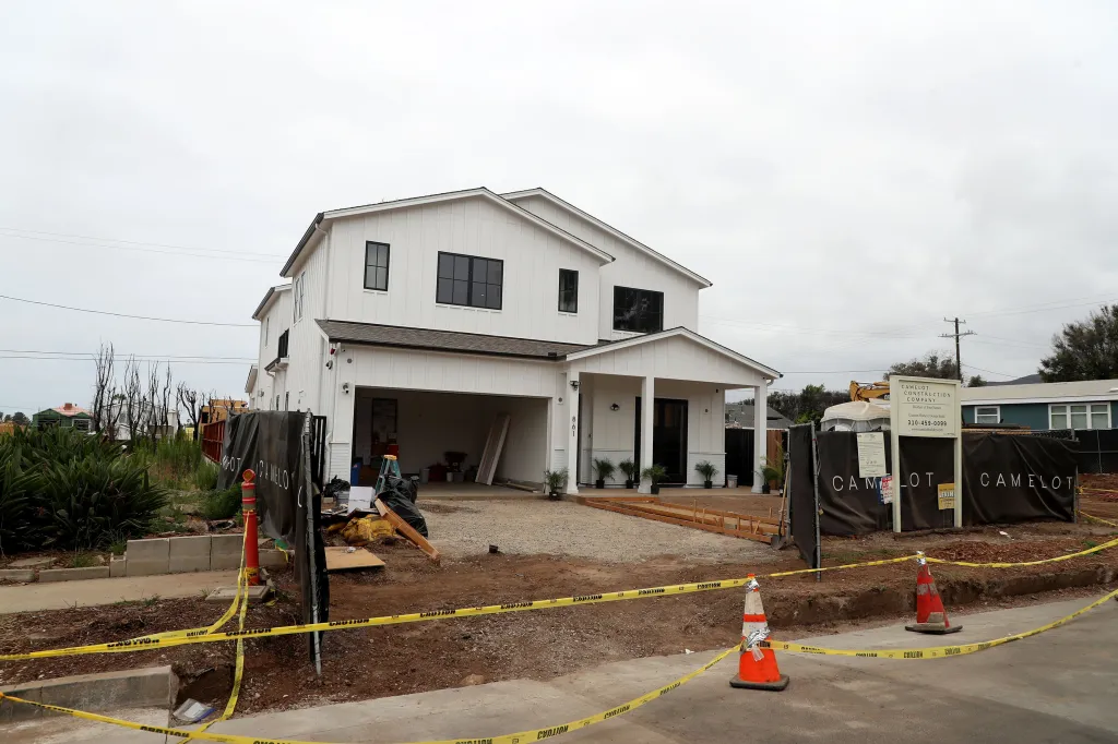 Sue Kohl's home under construction in Pacific Palisades after a fire.