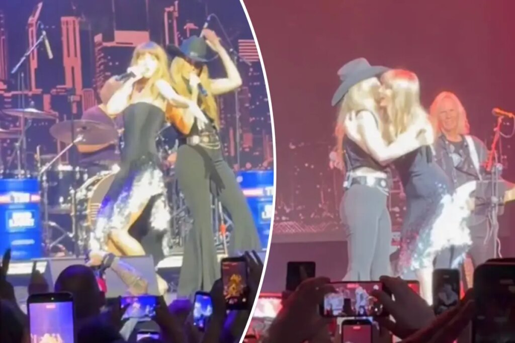 Taylor Swift sings ‘Love Story’ duet with Lainey Wilson in surprise performance at Travis Kelce’s TEU concert