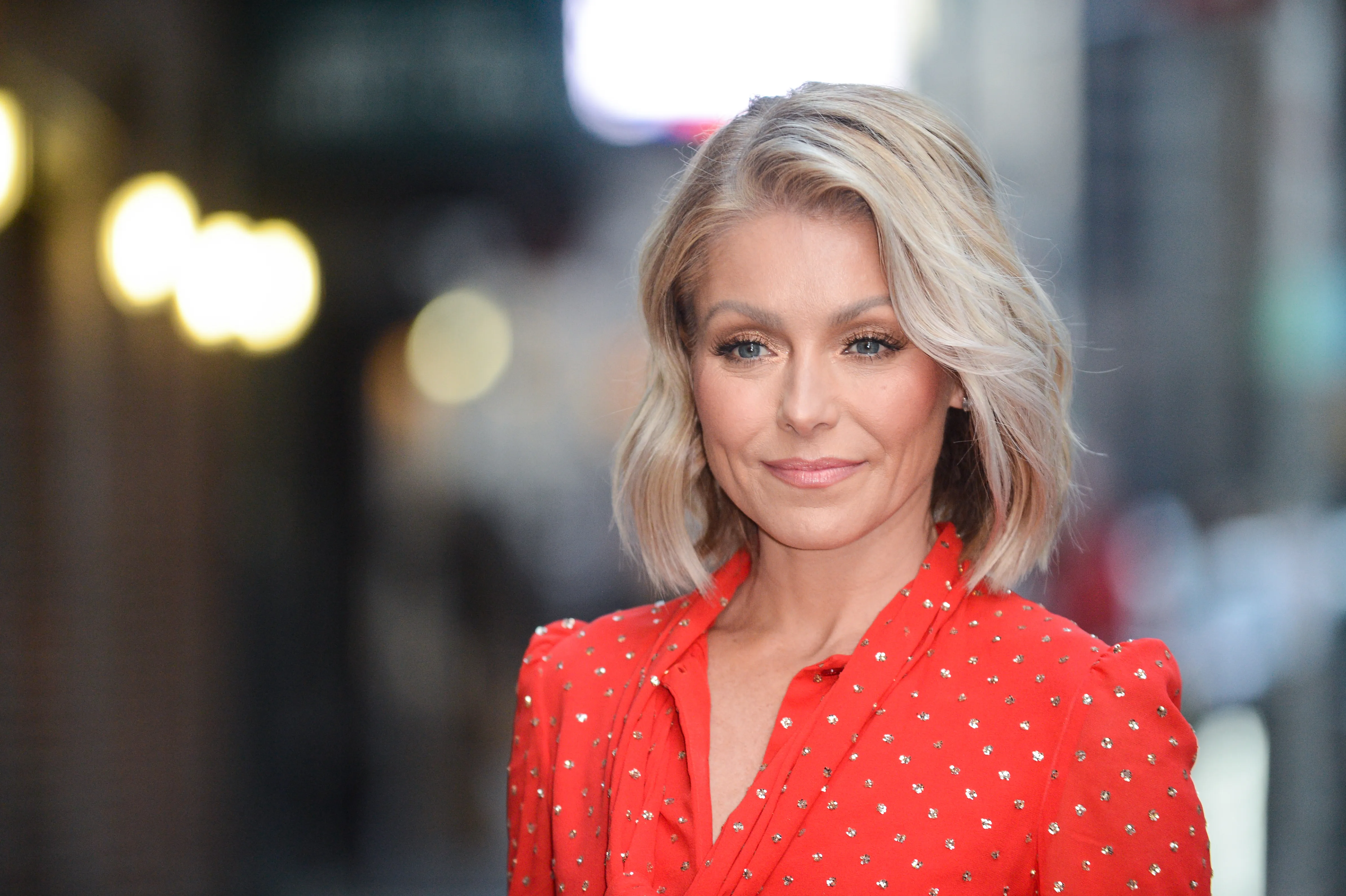 Television personality Kelly Ripa in a red top.