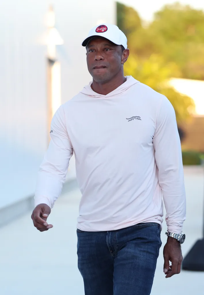Tiger Woods of Jupiter Links Golf Club arrives at SoFi Center.