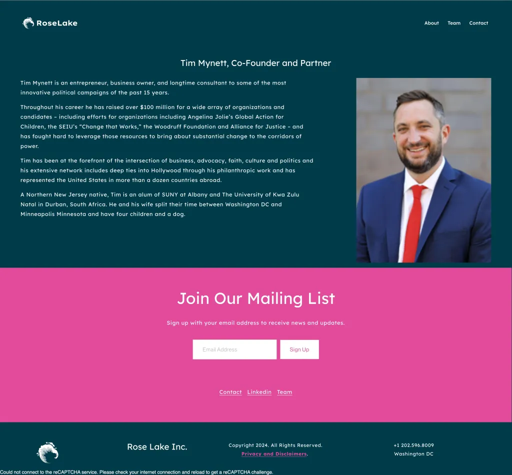 Tim Mynett's bio on RoseLake Capital's website.