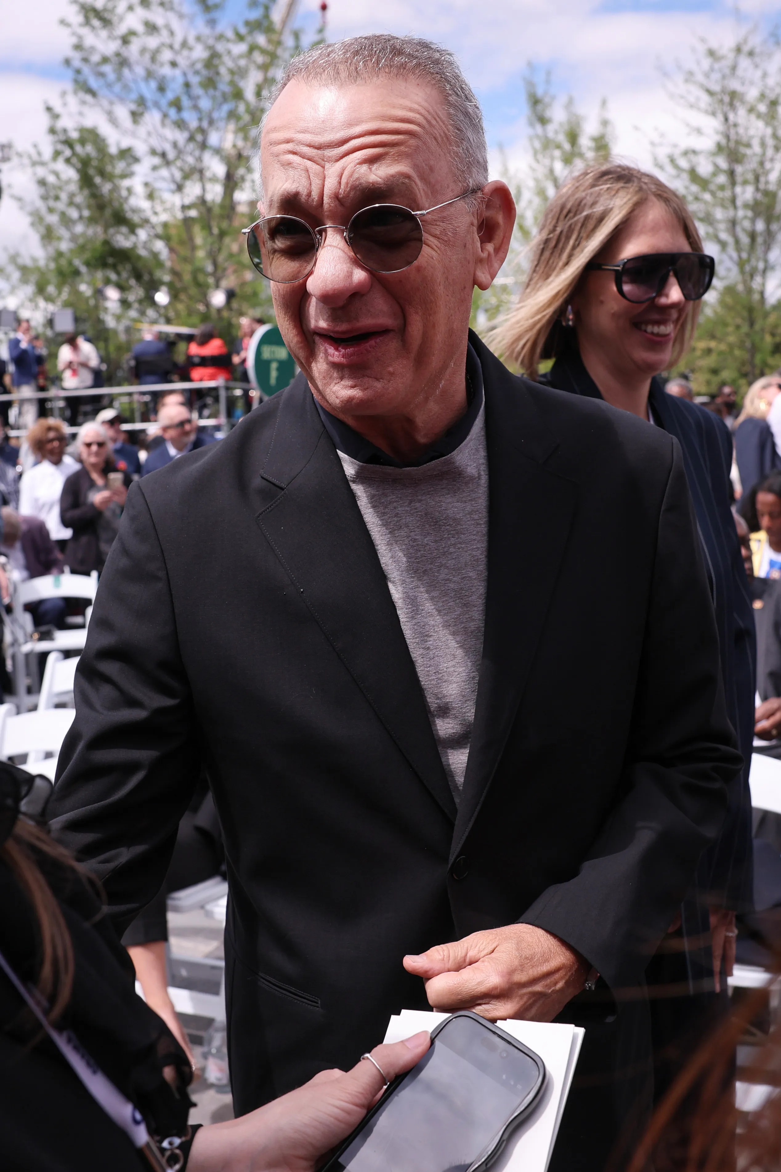 Tom Hanks attends the dedication ceremony for the opening of the Barack Obama Presidential Center.