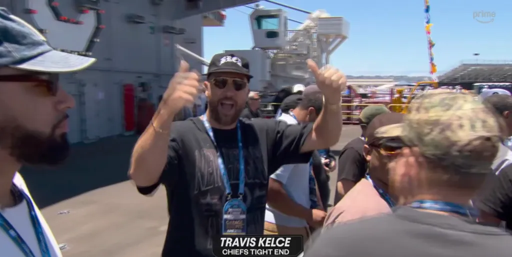 Travis Kelce on his bachelor party at a NASCAR event.