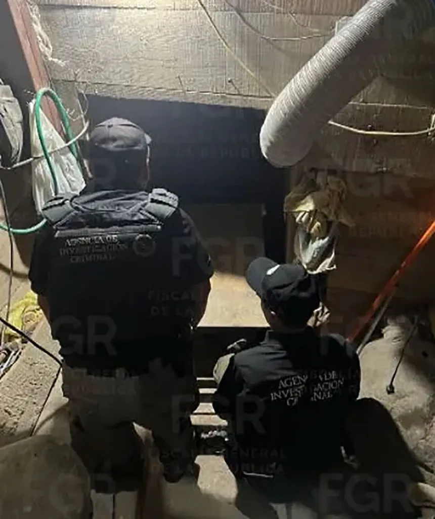 Mexican authorities investigating a discovered tunnel near the Tijuana-San Diego border.