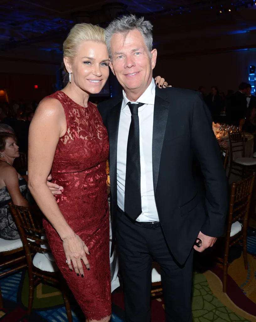 TV Personality Yolanda Hadid and Producer David Foster pose for a photo at a Celebrity Fight Night event.