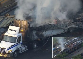 Tractor-trailers burst into flames after crash on New Jersey Turnpike