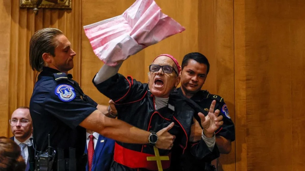 ‘Repent, Marco!’ Rubio hit with screaming protests as he walks into Senate hearing