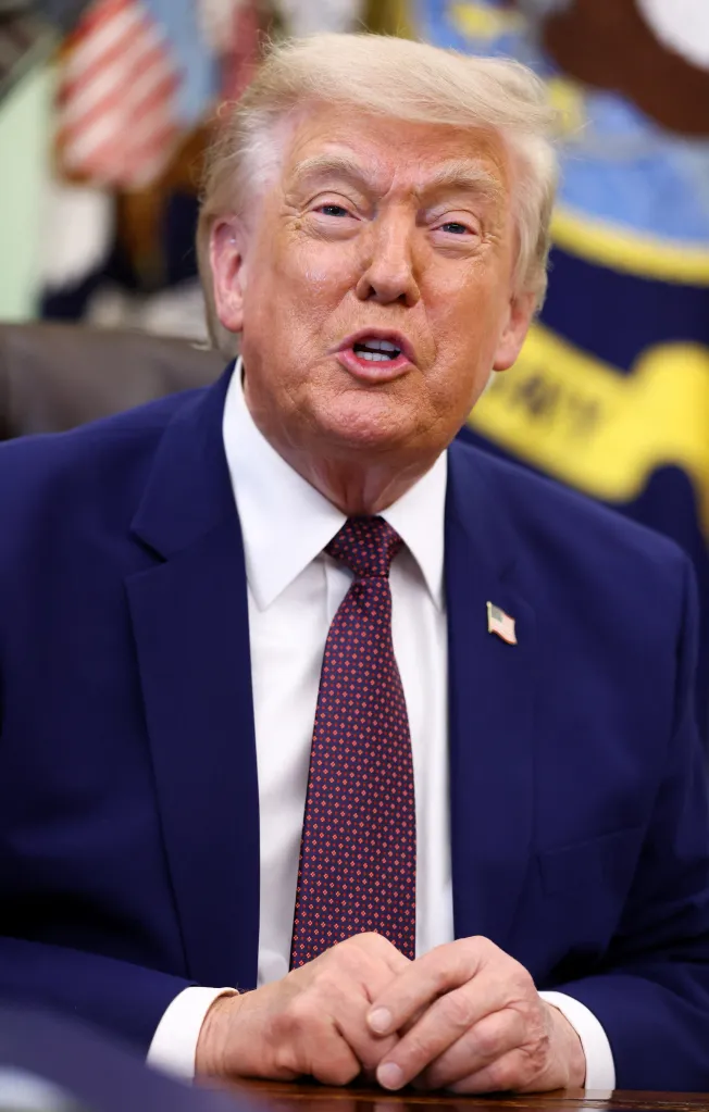President Donald Trump speaking in the Oval Office.