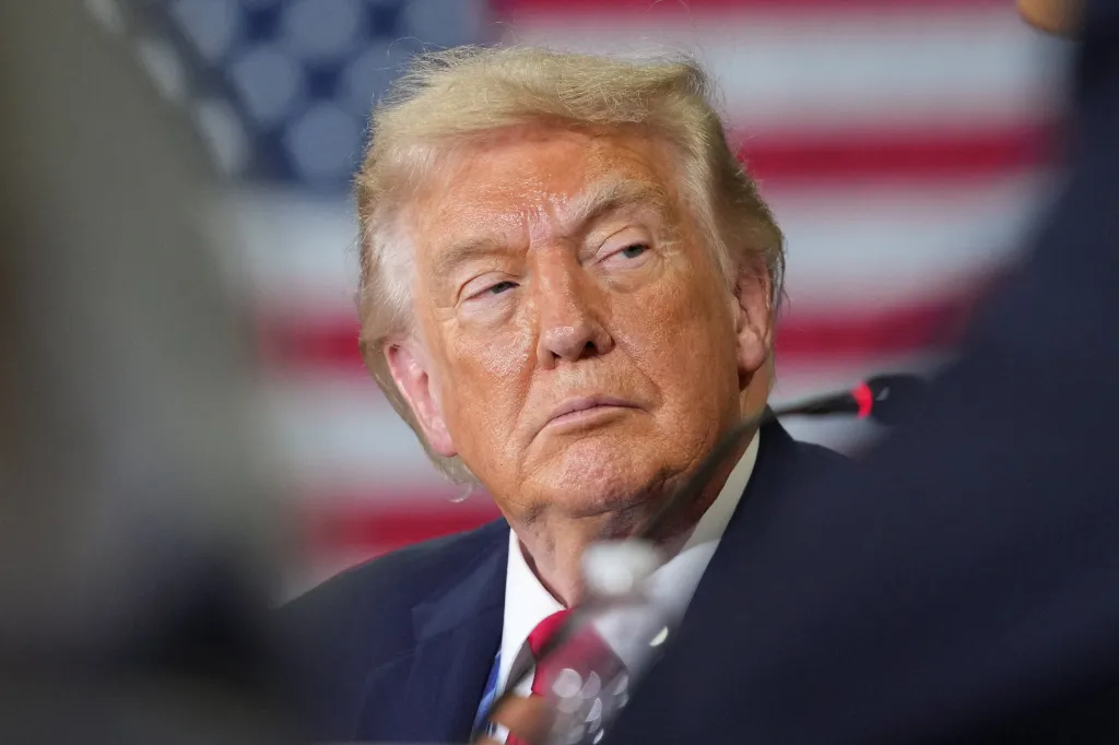 Former U.S. President Donald Trump at an event in Chippewa Falls, Wisconsin.