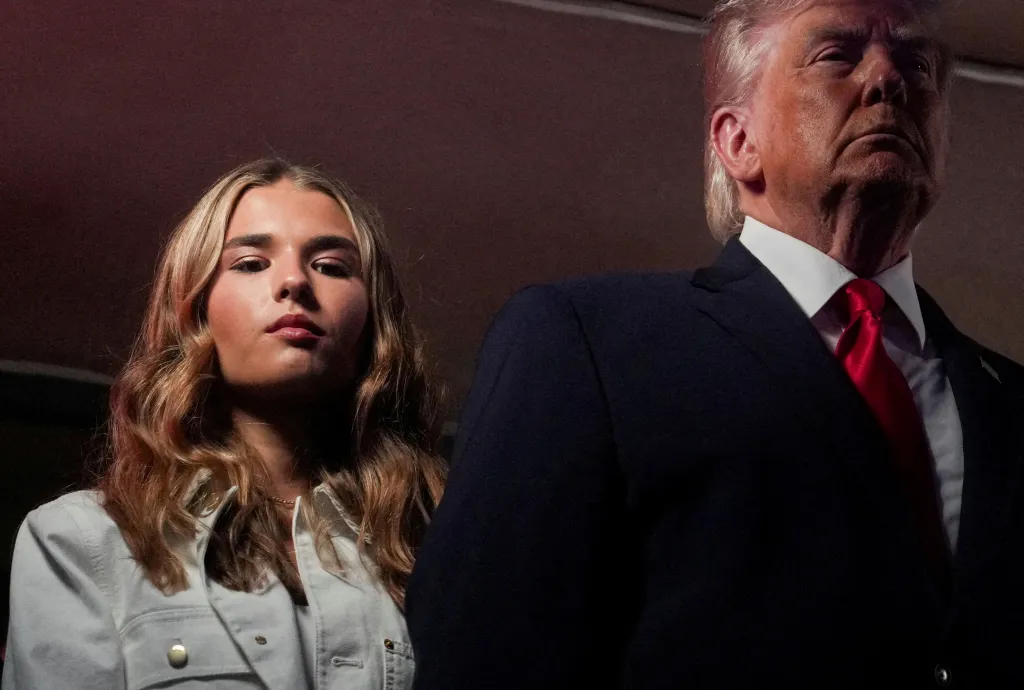 Donald Trump and his granddaughter, Kai Trump, attend Game 3 of the NBA Finals.