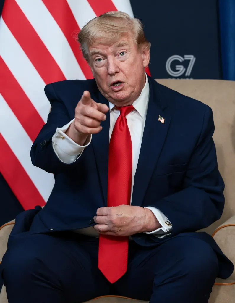 President Donald Trump speaks during a bilateral meeting with the Emir of Qatar during the G7 summit on June 16, 2026.