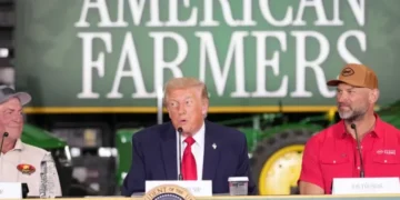 Trump cuts interview short as rain pounds metal barn roof and he clashes with host