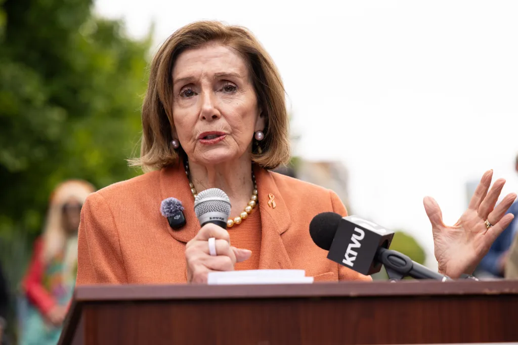 Nancy Pelosi speaking at a 