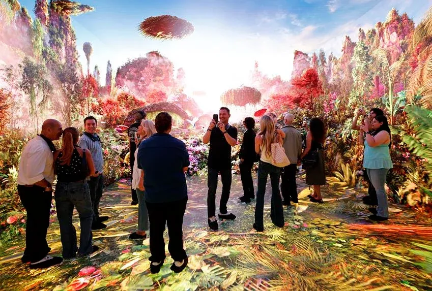 Visitors experience Dataland, the “World’s first Museum of AI Arts,” on opening day, June 20, 2026 in Los Angeles, California. Source: Getty Images