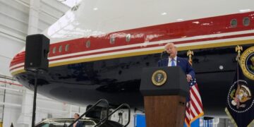 President Trump unveils the new Air Force One, a converted Qatari jet