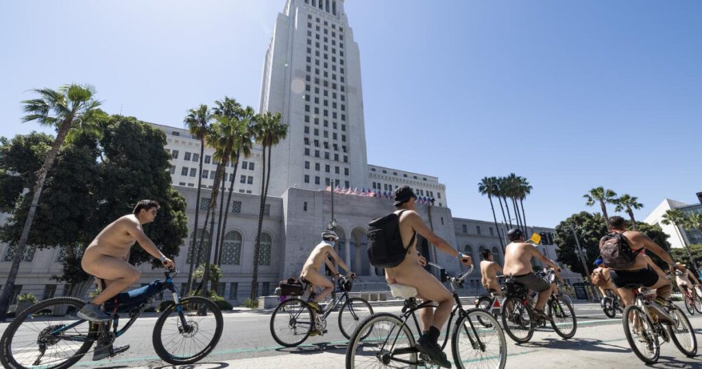 Two shot with BB gun at naked bike ride in downtown L.A.