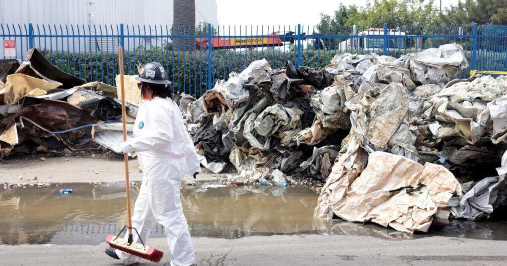 Cleanup of rotting meat, scorched debris begins at Boyle Heights cold-storage warehouse
