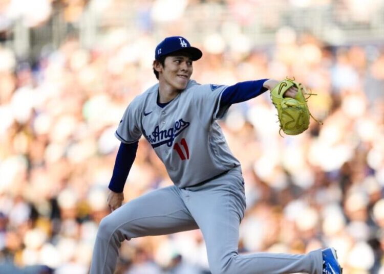 Roki Sasaki struggles with command early, Dodgers fall to Padres