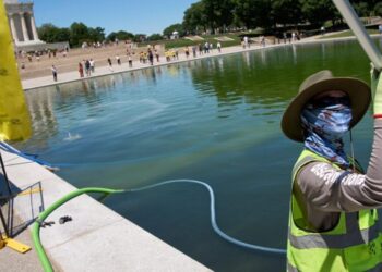 Trump administration uses hydrogen peroxide and tiny bubbles against algae in Reflecting Pool