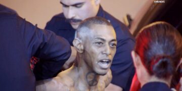 Man arrested after allegedly throwing concrete chunks at LAPD from high-rise building in downtown L.A.