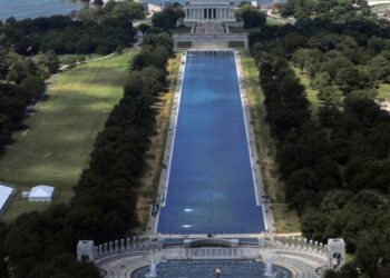 Reflecting Pool liner was cut with a sharp knife or razor, National Park Service says