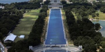 Reflecting Pool liner was cut with a sharp knife or razor, National Park Service says