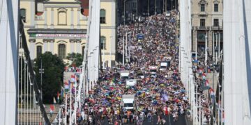 Tens of thousands march in the first Budapest Pride since Orbán ouster