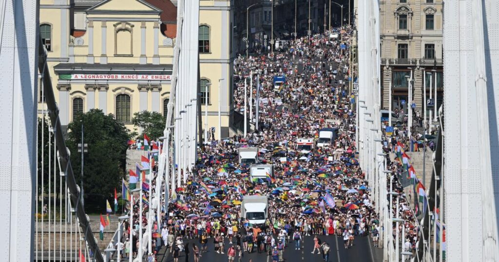 Tens of thousands march in the first Budapest Pride since Orbán ouster