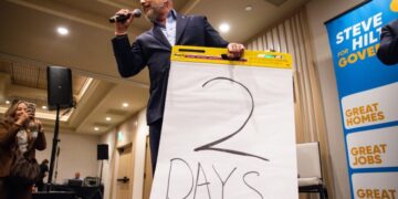 Steyer and Hilton scrap for second top spot in tight Tuesday governor’s race primary
