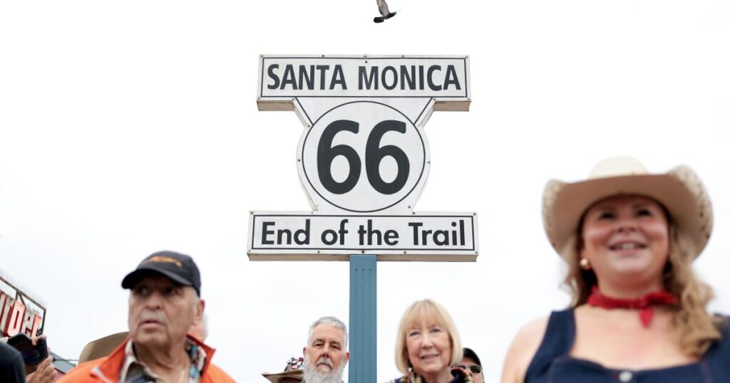 At 100, Route 66 still beckons as a cross-country caravan takes off from Santa Monica