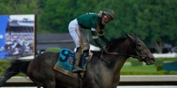 Kentucky Derby winner Golden Tempo wins the 158th running of the Belmont Stakes