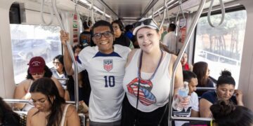 Passengers ‘Ride the D’ — and other Metro lines — in droves as World Cup mania sweeps SoCal