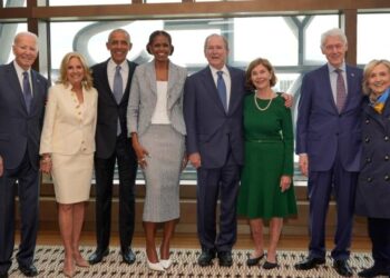 Springsteen, Bono and Stevie Wonder help the Obamas open their presidential museum