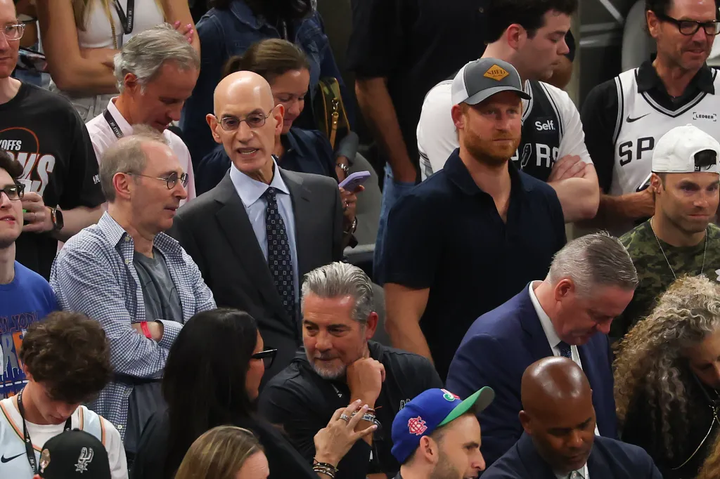 NBA Commissioner Adam Silver and Prince Harry attend Game Five of the 2026 NBA Finals.