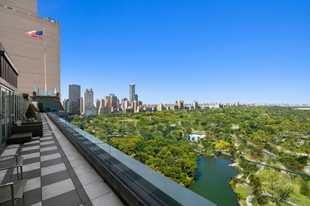 The terrace overlooks Central Park.