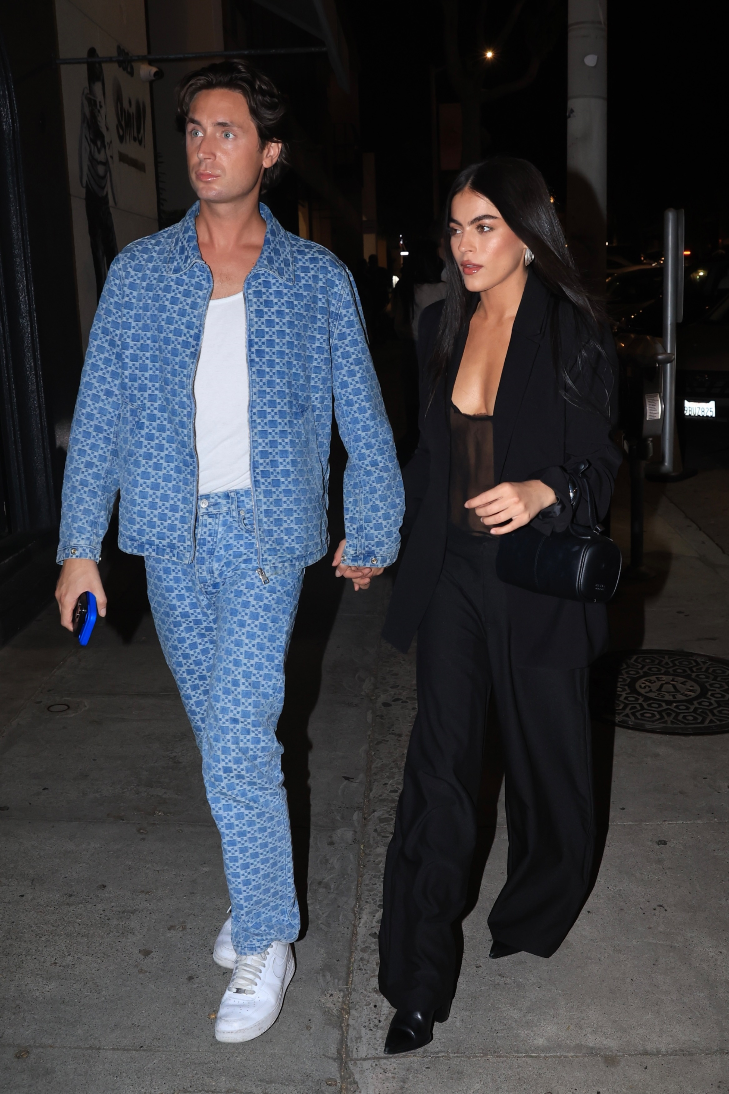 Sarah Jane Nader and Taron Egerton arriving at Craig's restaurant for a family dinner in West Hollywood.