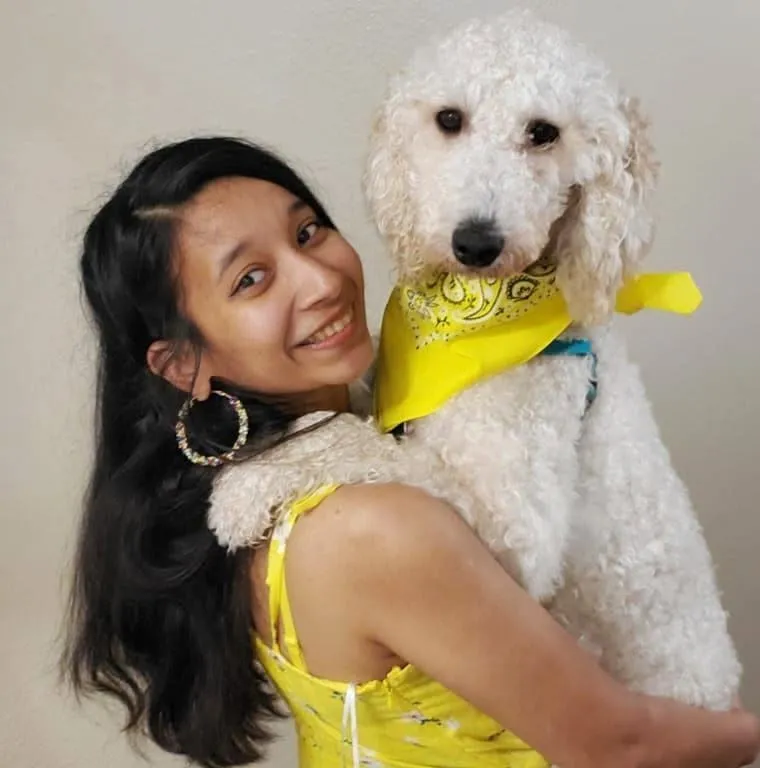 Morabia Siddhi Suresh seen with her dog.