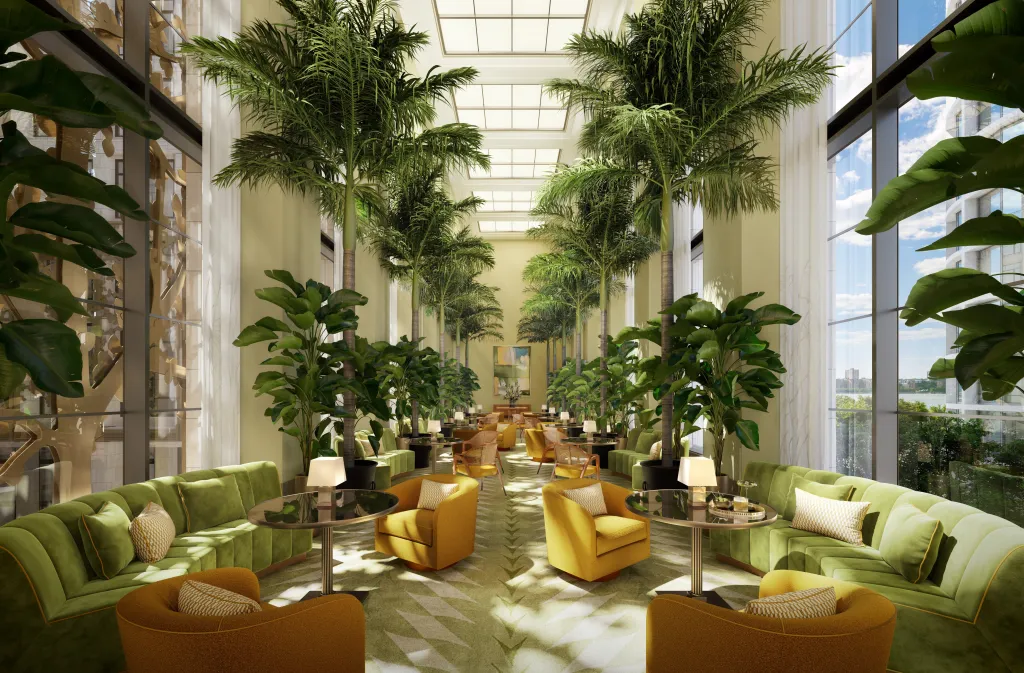 Rendering of the building's atrium. 