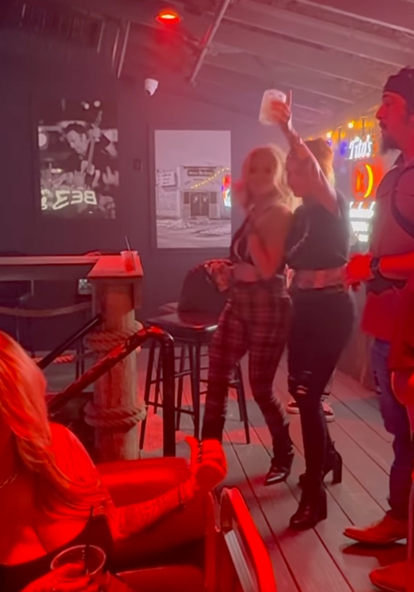 Bunnie XO wearing a low-cut top on a girls' night out.