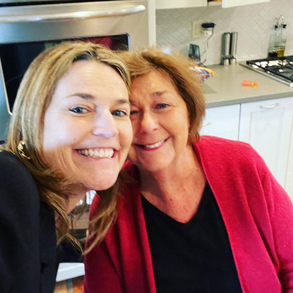 Savannah Guthrie and Nancy Guthrie smiling in a kitchen.